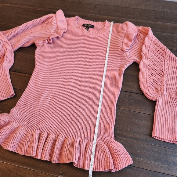 Pink Ruffled Knit Sweater Sz M - Picture 4 of 4